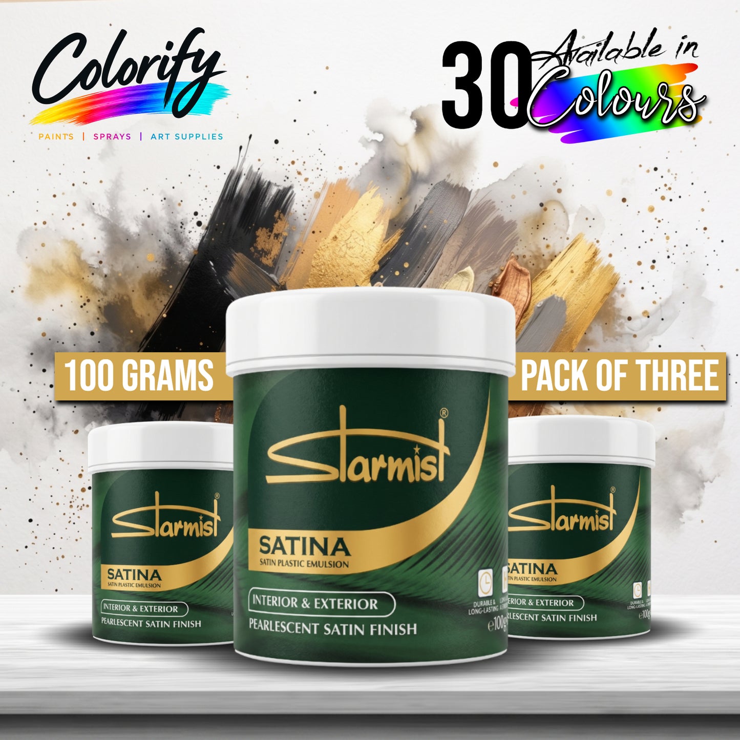 STARMIST Water Based Metallic Paints 100ml Pack of Three