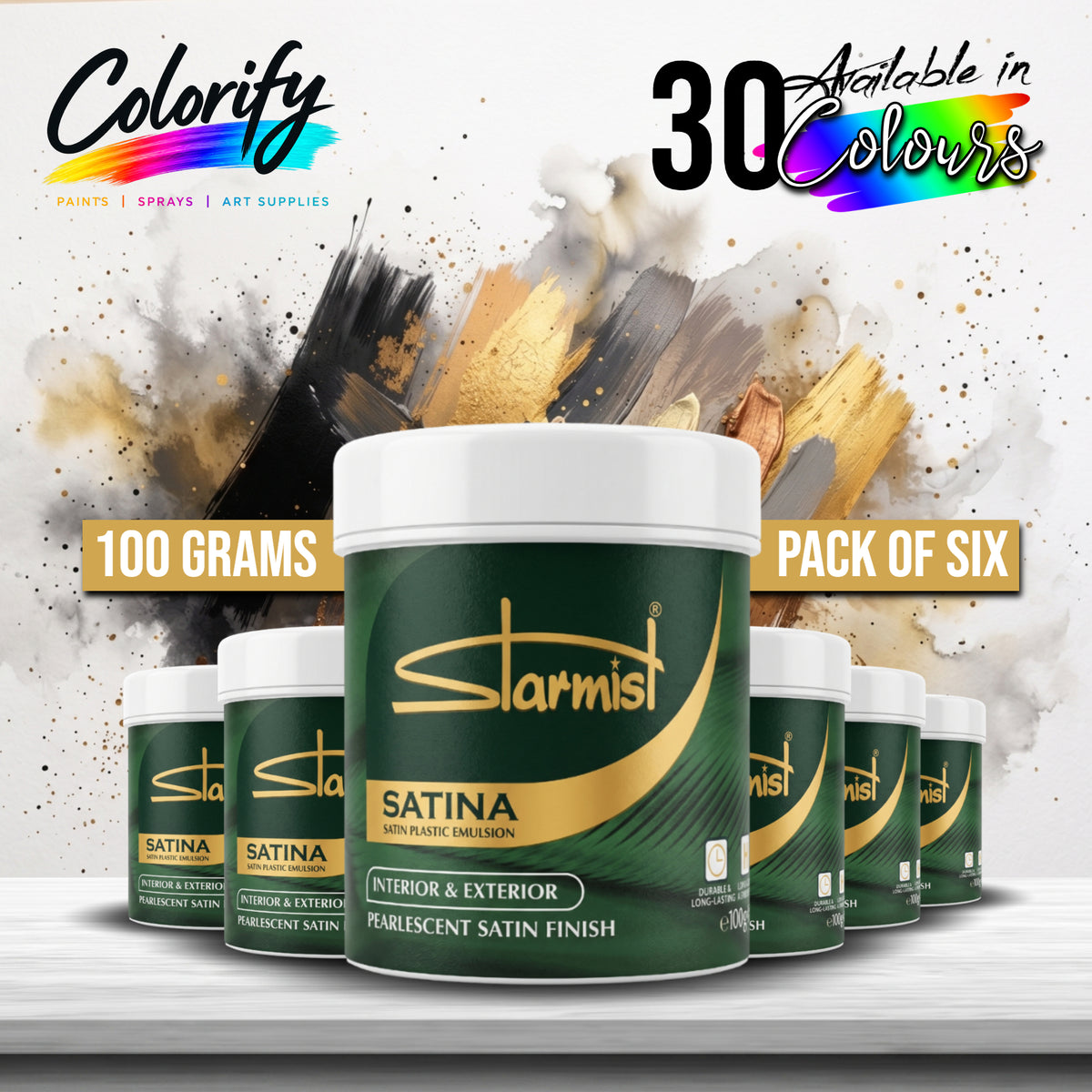STARMIST Water Based Metallic Paints 100ml Pack of Six